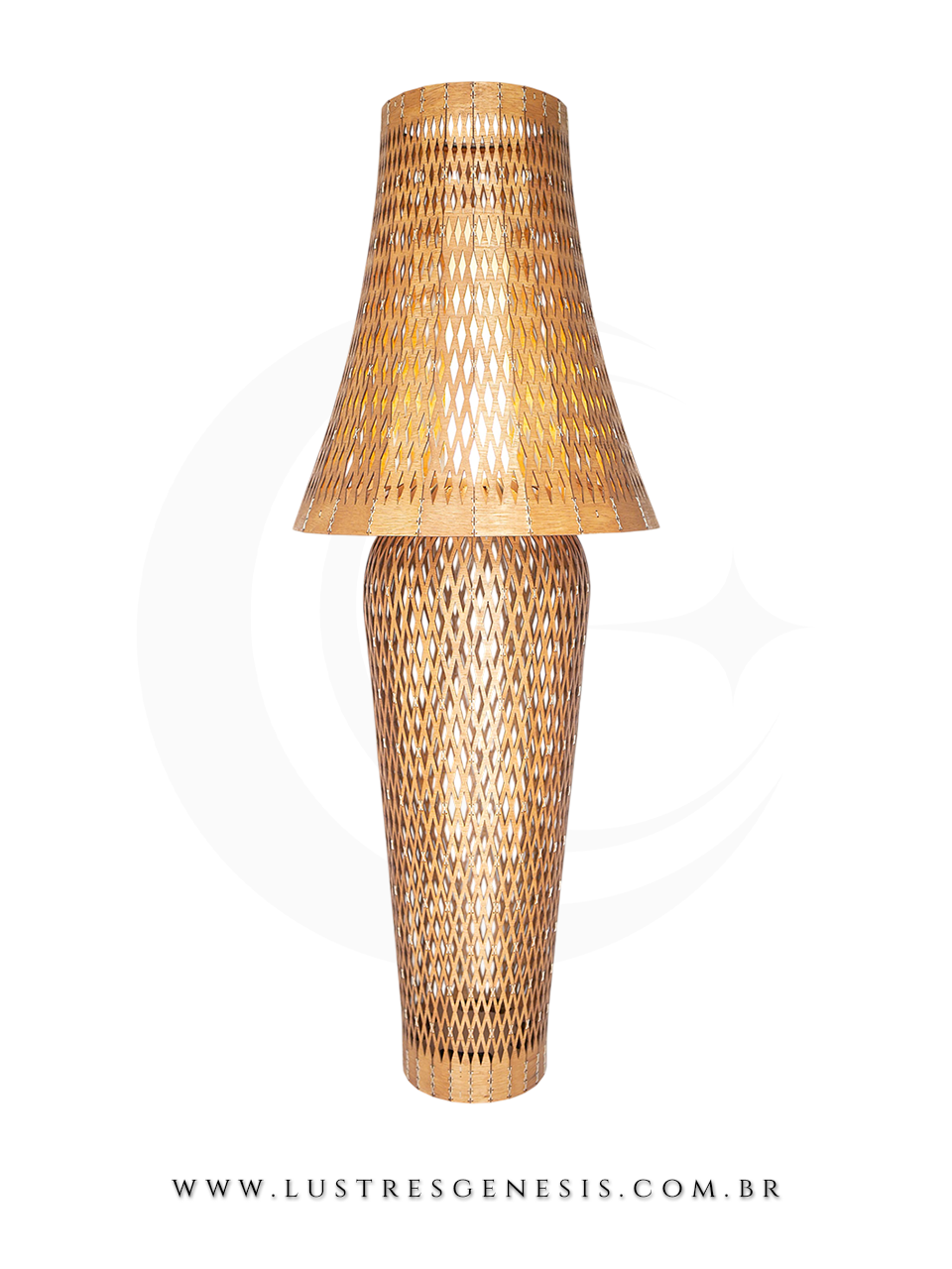 Luminária de Chão Coluna Lanterna Rustico de Madeira Redondo para Sala de Jantar, Cozinha, Quarto de Casal e Mesa Sala Jantar Lustres Genesis